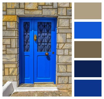 Door Blue Entrance Architecture Wooden Exterior Wall Vintage Brown Door Style Image